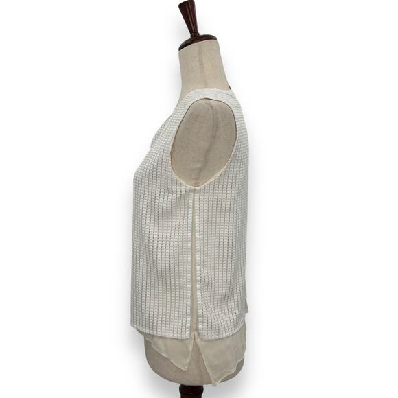 Vince White Textured Blouse Size Small Faux Layered Overlay Cream Ivory Top EUC - Picture 5 of 10